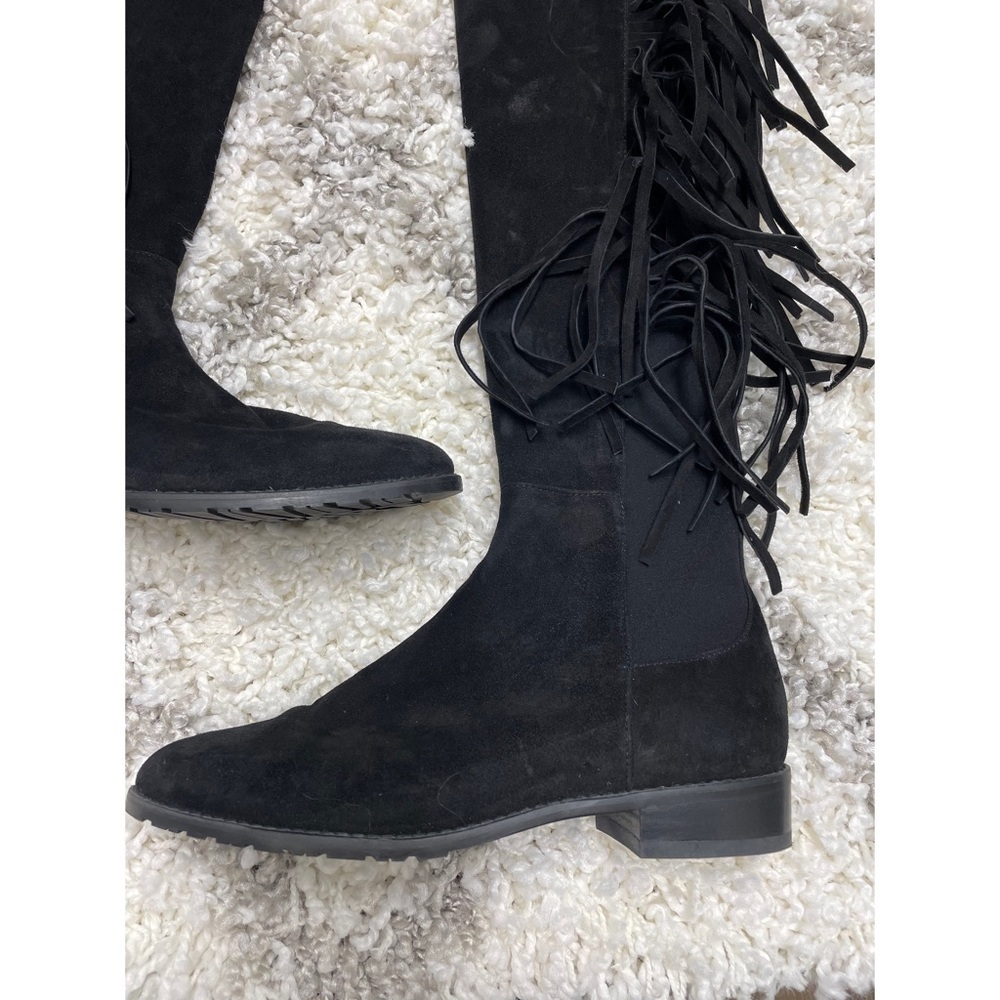 Stuart Weitzman Mane Fringe Black Suede Knee Boot size 6 - Picture 6 of 14